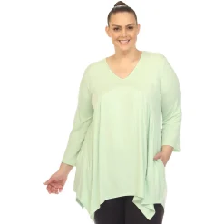 Empire Waist V-Neck Tunic Top - Plus