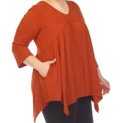 Empire Waist V-Neck Tunic Top - Plus