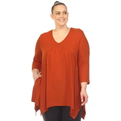 Empire Waist V-Neck Tunic Top - Plus
