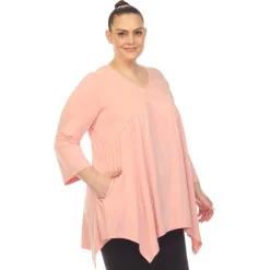 Empire Waist V-Neck Tunic Top - Plus