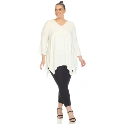 Empire Waist V-Neck Tunic Top - Plus