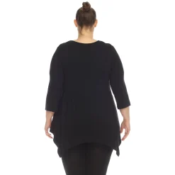 Empire Waist V-Neck Tunic Top - Plus