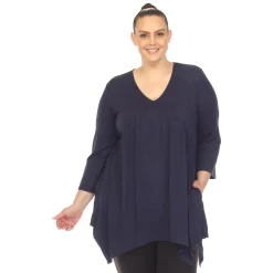 Empire Waist V-Neck Tunic Top - Plus
