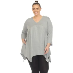 Empire Waist V-Neck Tunic Top - Plus