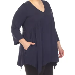 Empire Waist V-Neck Tunic Top - Plus
