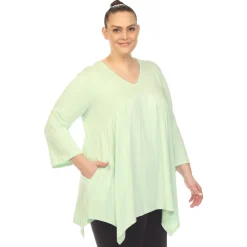 Empire Waist V-Neck Tunic Top - Plus