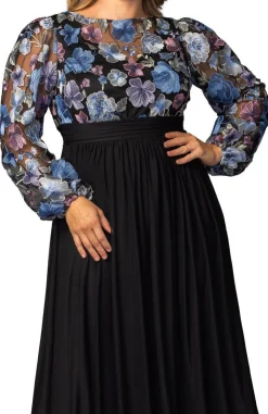 Eternal Embroidered Bodice Evening Gown Floral Frolic - Plus