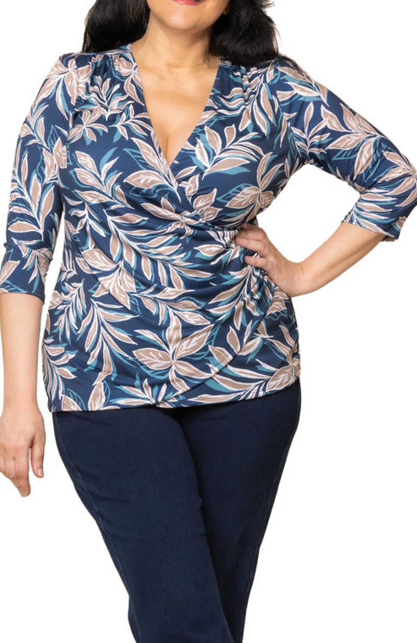 Femme Fatale Floral Faux Wrap Top - Plus