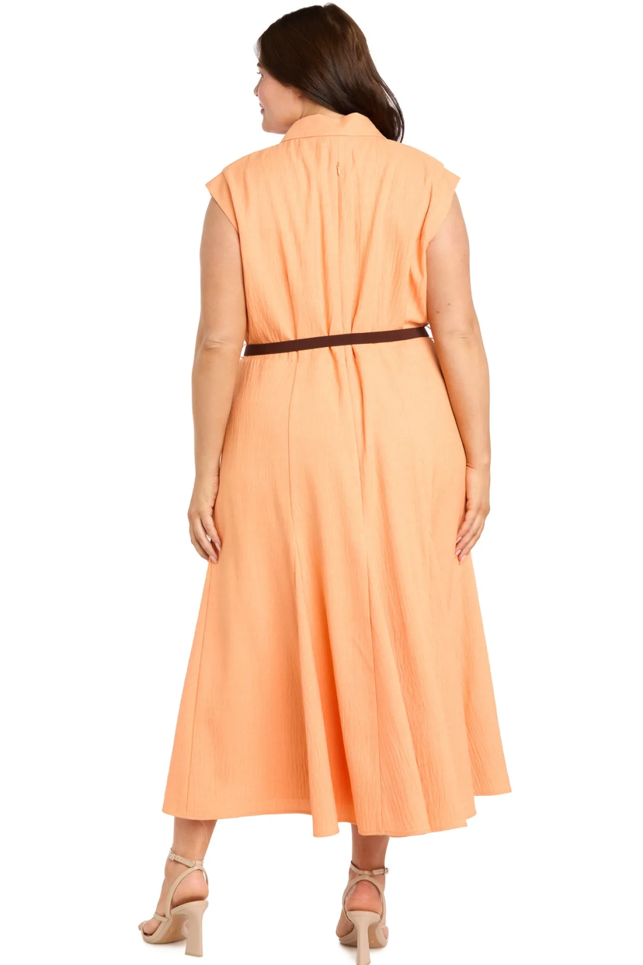Fit and Flare Shirt Dress with Belt - Plus