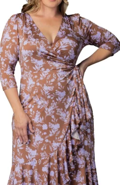 Flirty Flounce Wrap Dress - Lavender Florals - Plus