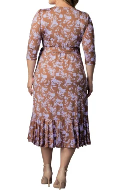 Flirty Flounce Wrap Dress - Lavender Florals - Plus