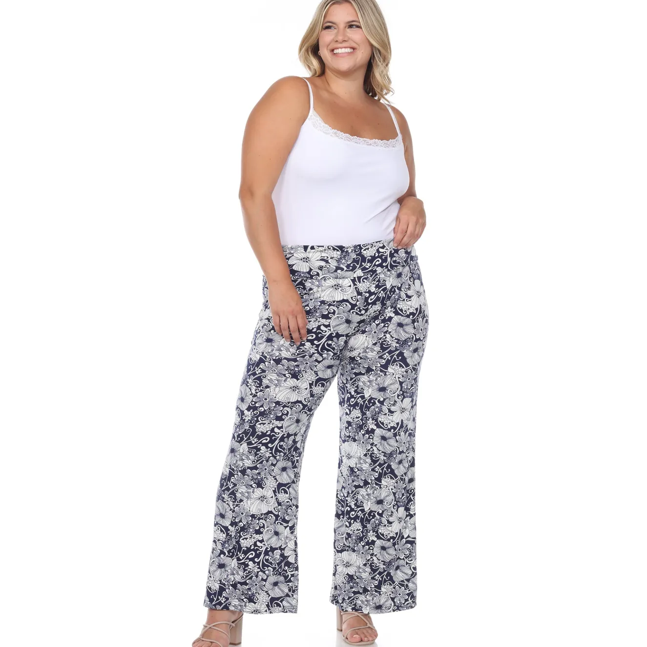 Floral Paisley Palazzo Pants - Plus