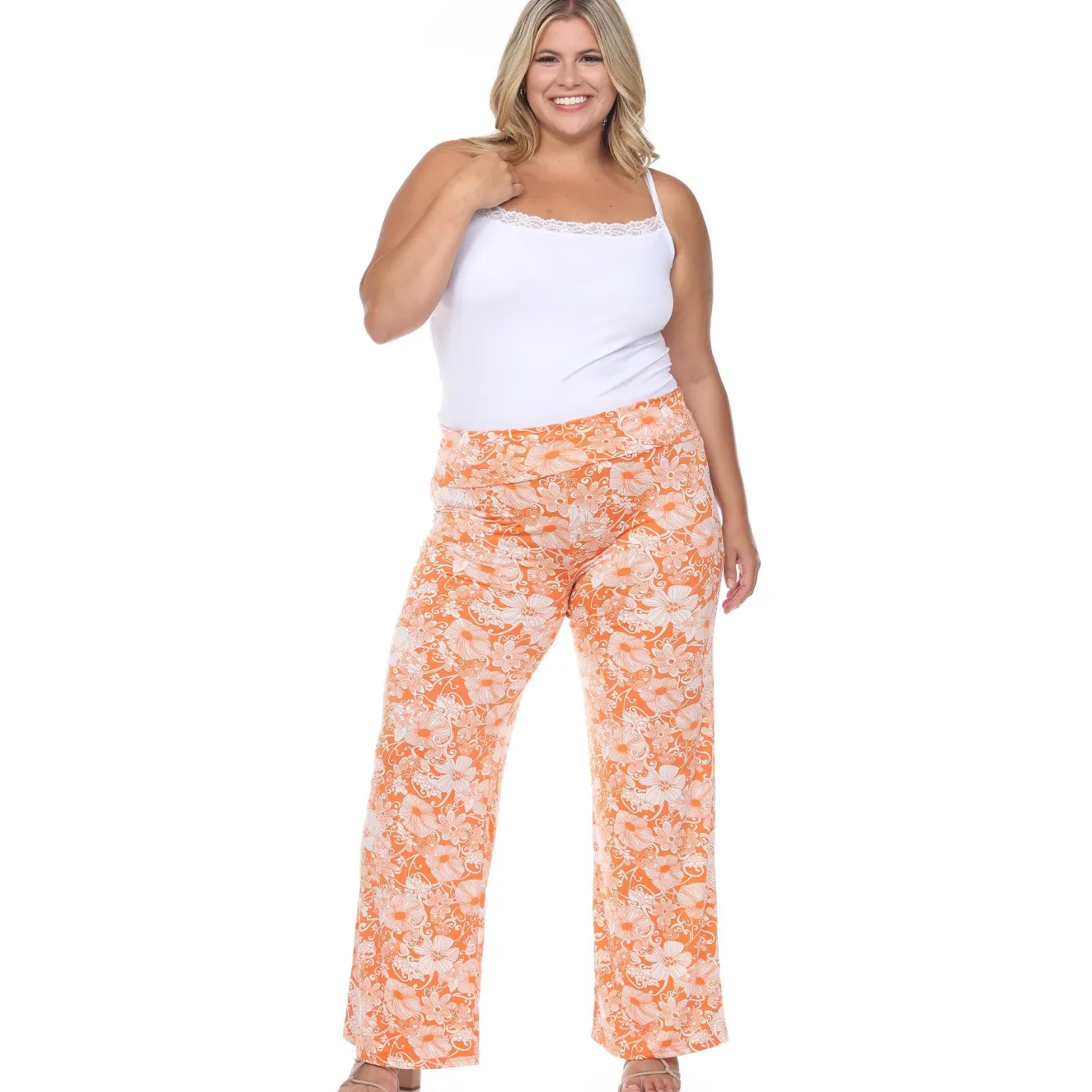 Floral Paisley Palazzo Pants - Plus