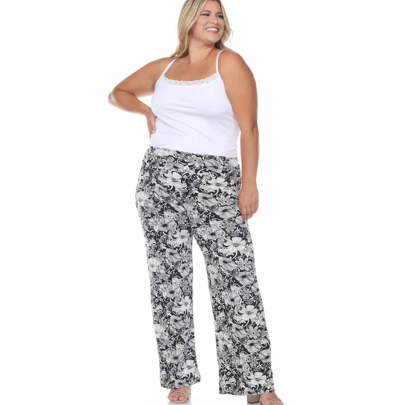 Floral Paisley Palazzo Pants - Plus