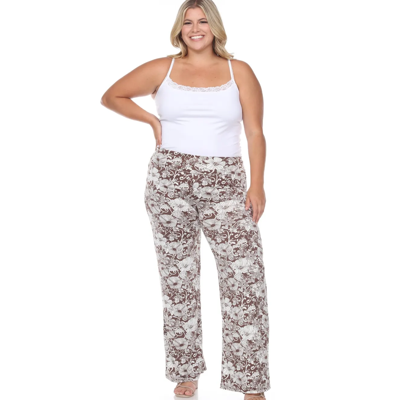 Floral Paisley Palazzo Pants - Plus