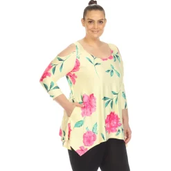 Floral Printed Cold Shoulder Tunic - Plus
