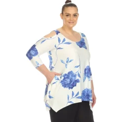 Floral Printed Cold Shoulder Tunic - Plus