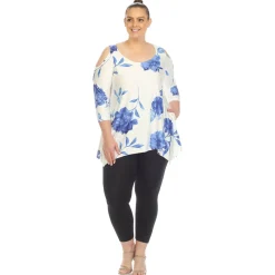 Floral Printed Cold Shoulder Tunic - Plus
