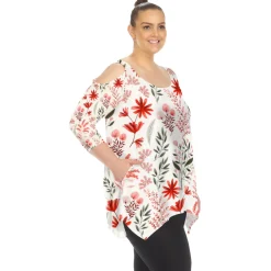 Floral Printed Cold Shoulder Tunic - Plus