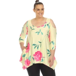 Floral Printed Cold Shoulder Tunic - Plus