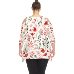 Floral Printed Cold Shoulder Tunic - Plus