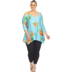 Floral Printed Cold Shoulder Tunic - Plus