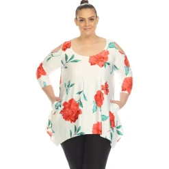 Floral Printed Cold Shoulder Tunic - Plus
