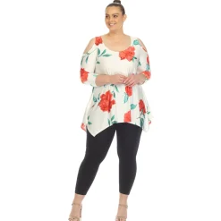Floral Printed Cold Shoulder Tunic - Plus