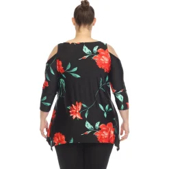 Floral Printed Cold Shoulder Tunic - Plus