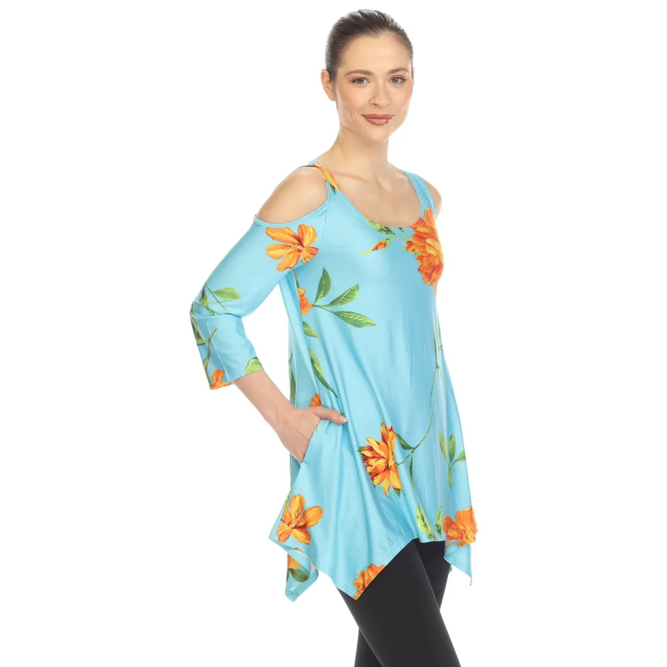 Floral Printed Cold Shoulder Tunic