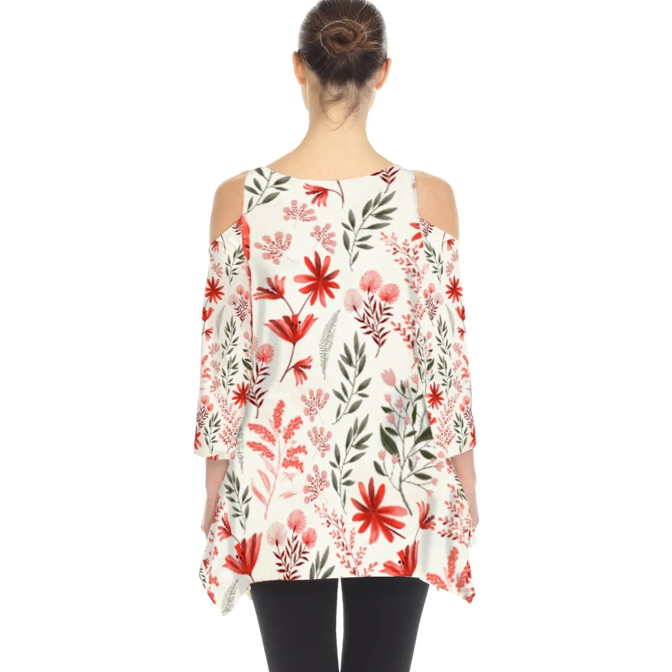 Floral Printed Cold Shoulder Tunic
