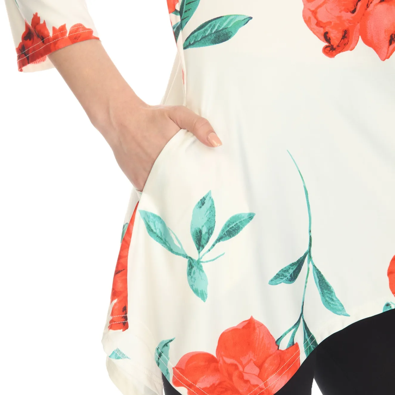 Floral Printed Cold Shoulder Tunic