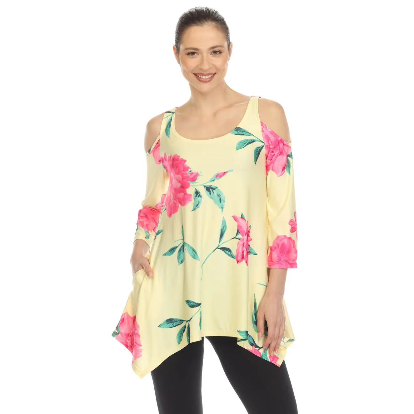 Floral Printed Cold Shoulder Tunic