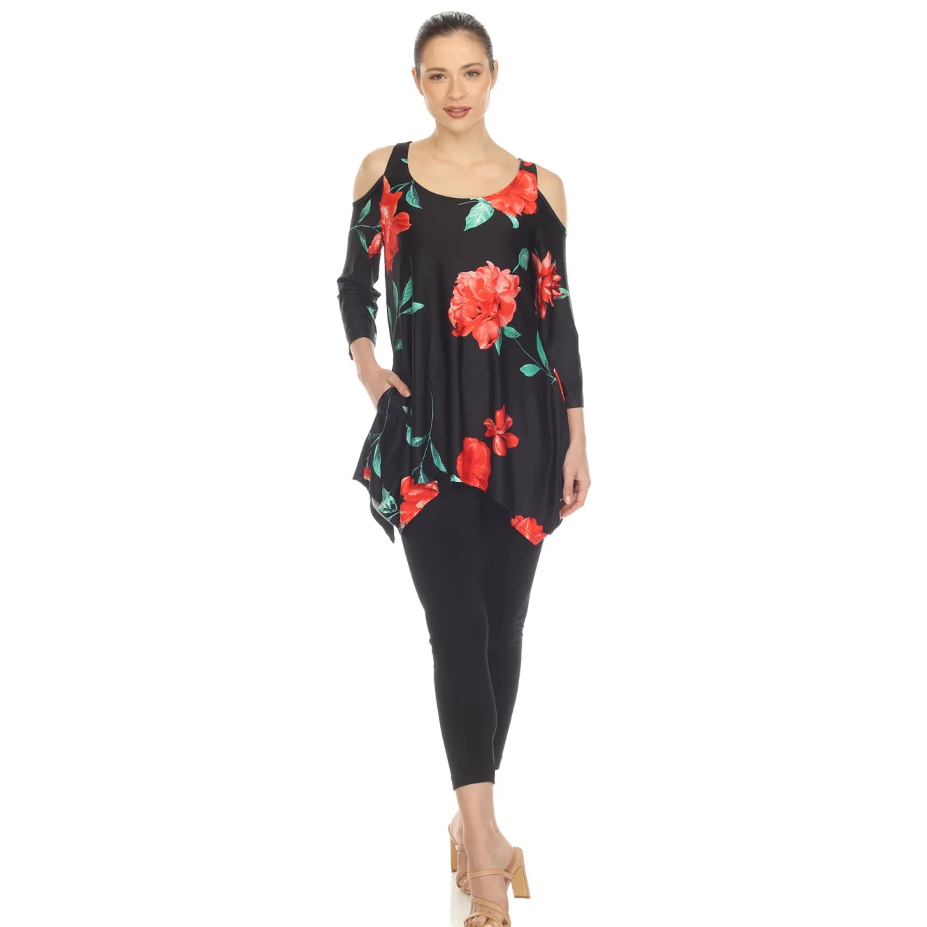 Floral Printed Cold Shoulder Tunic