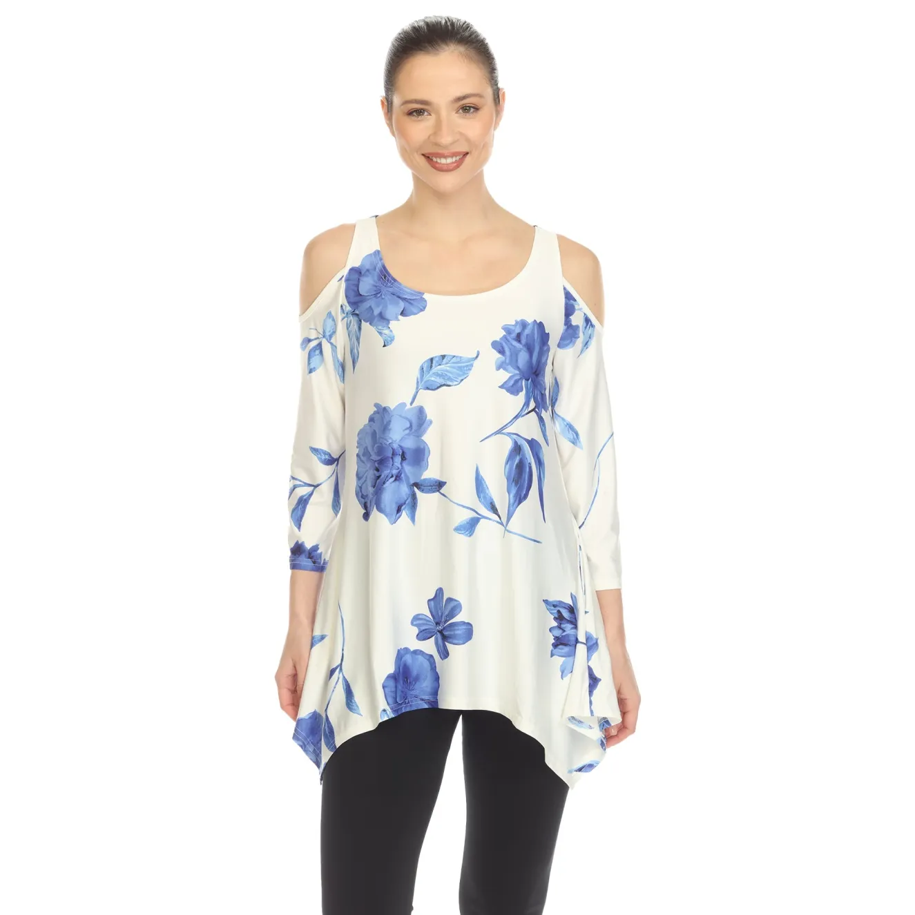 Floral Printed Cold Shoulder Tunic