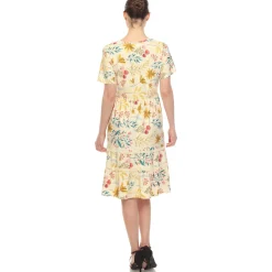 Floral Short Sleeve Knee Length Dress