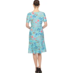 Floral Short Sleeve Knee Length Dress