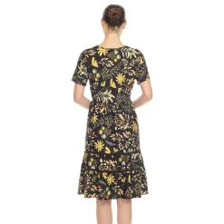Floral Short Sleeve Knee Length Dress