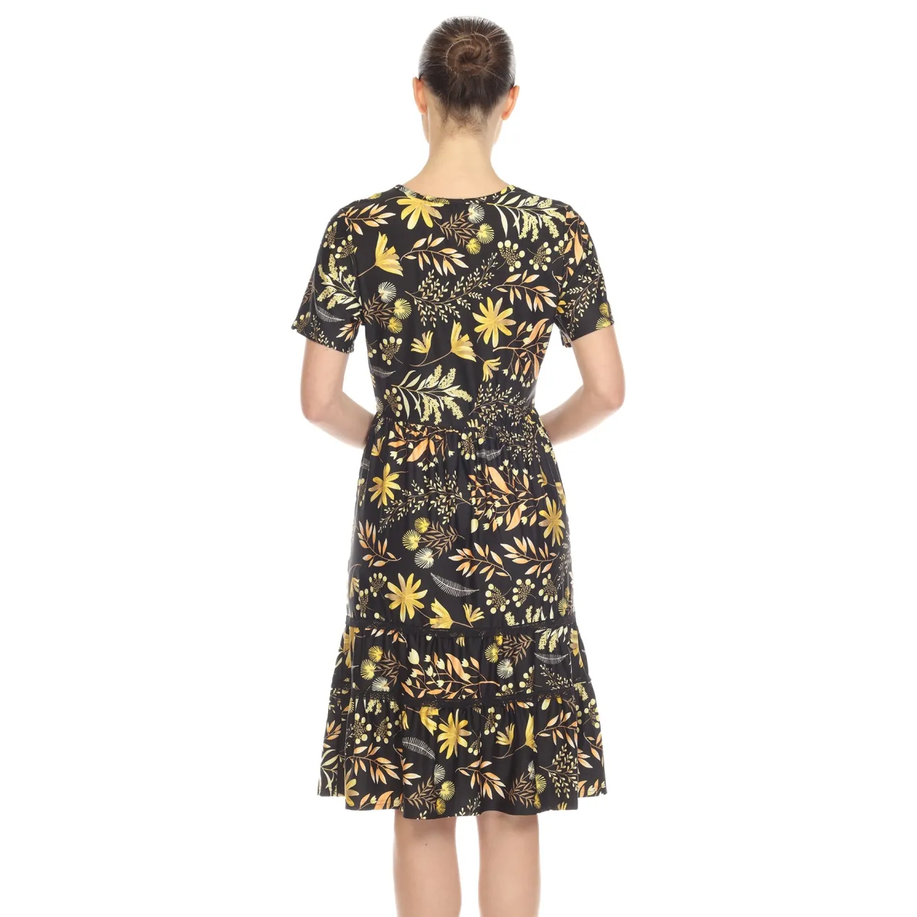 Floral Short Sleeve Knee Length Dress