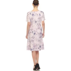 Floral Short Sleeve Knee Length Dress