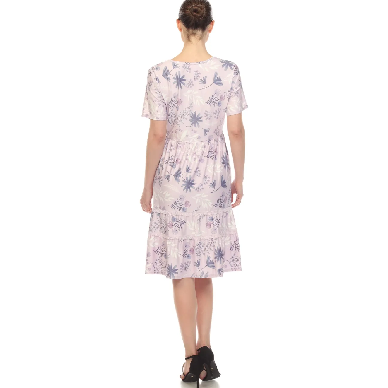 Floral Short Sleeve Knee Length Dress