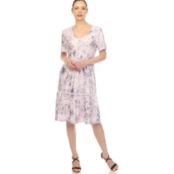 Floral Short Sleeve Knee Length Dress