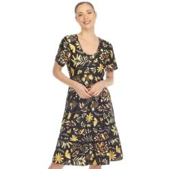 Floral Short Sleeve Knee Length Dress