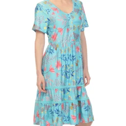 Floral Short Sleeve Knee Length Dress