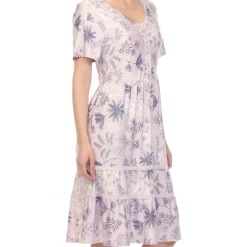 Floral Short Sleeve Knee Length Dress