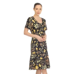 Floral Short Sleeve Knee Length Dress