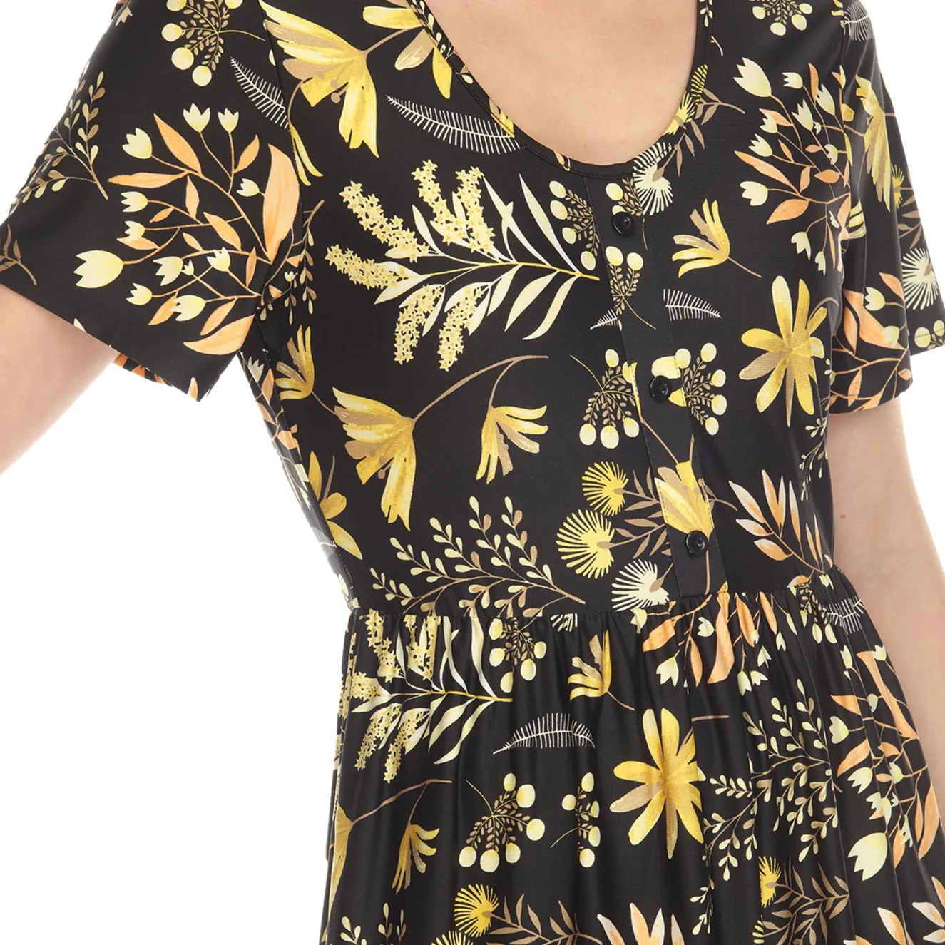 Floral Short Sleeve Knee Length Dress