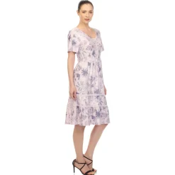 Floral Short Sleeve Knee Length Dress