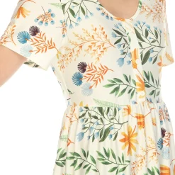 Floral Short Sleeve Knee Length Dress