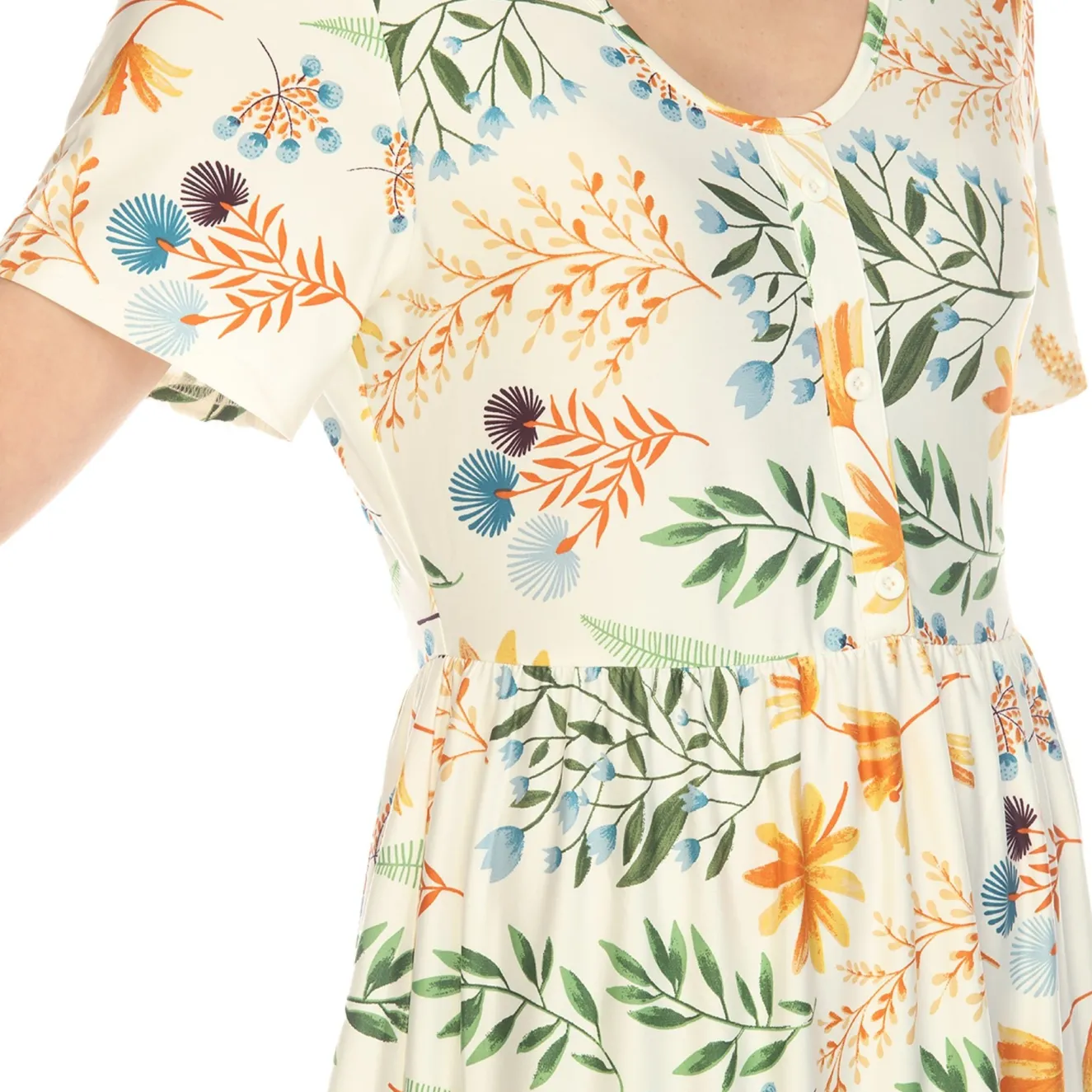 Floral Short Sleeve Knee Length Dress